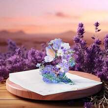 1 张紫色蝴蝶和花月亮 3D 贺卡 - 适合生日、周年纪念日、母亲节、感恩节、教师节和婚礼、学校用品、返校