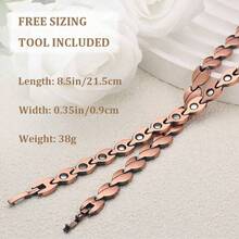 1PC 99.99% Pure Copper Magnetic Bracelet For Men Women Adjustable Cuff Bangle Simple Style Decoration Gifts Mother's Day Gift Included Sizing Tool - Bronze - View 10