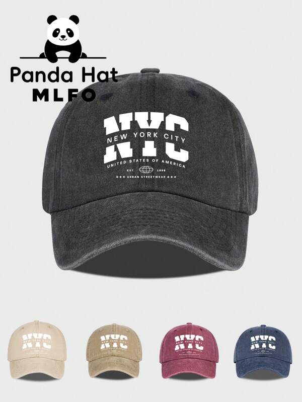MLFO Adjustable Washed Classic Baseball Cap With New York City Letter Print, Fashionable Casual Hat For Outdoor, Travel, Daily Wear, Unisex Gift