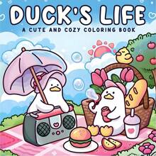 1pc, 24-Page Deluxe "Adorable Duck's Daily Life" Coloring Book, Cover In Pearlescent Paper, Inner Pages In Thicker Paper, To Relax The Mind And Unleash Creativity, Suitable For Back To School, Birthday, Thanksgiving, Easter, Christmas