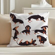 1 buc. Față de pernă decorativă minimalistă cu model teckel, material catifea piersică imprimat pe o singură față, se potrivește pernei de aruncat 45 * 45/50 * 50/40 * 40CM, potrivită pentru canapeaua modernă, decor pentru camera de zi, decor pentru petrecere, cadou - Multicolor - Vizualizare 7