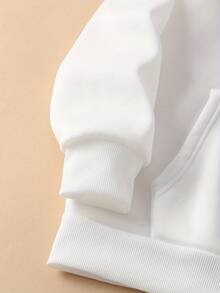 Sudadera de manga larga casual para mujeres - Sudadera con capucha acolchada con cordón y bolsillo frontal, perfecta para otoño e invierno, beige con diseño de estampado de letras coloridas "Mañana será bonito", ropa casual de invierno | Estampado de letras juguetón | Ajuste cómodo - Blanco - Ver 4