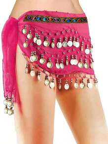 肚皮舞臀部围巾，女士雪纺肚皮舞围巾，带硬币，适合瑜伽课