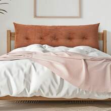 Coral Fleece Bed Headboard Pillow Triangular Daybed Wedge Pillow With Side Pockets Soft Bed Sofa Backrest Rest Reading Pillow - màu nâu - Xem 3