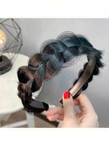 1件优雅波西米亚风编织发带，防滑齿设计，女士发饰头巾，发箍