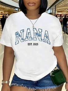 NANA Women's Crew Neck T-Shirt, Casual Short Sleeve Top, Soft Breathable Fabric, Nana Shirt, Machine Washable For Spring & Summer, Everyday Top, New Year Gift For Nana, Statement Tee, Halloween Gift For Nana, Lightweight Tee, Printed Shirt, Christmas Gift For NanaHalloween Gift For Nana - trắng - Xem 1