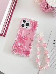花卉透明粉色彩绘编织边缘保护手机壳适用于 16/16 Pro/16 Pro Max/16 Plus、 14、 15、 XS、 7/8、 XR、 7/8 Plus、 11、 12/12 Pro、 13、Galaxy S25、A14、A15、A16、A24、A36、A35、A24、A13、防震、彩色印花创意手机壳防水防摔防刮 - 彩色 - 查看 5