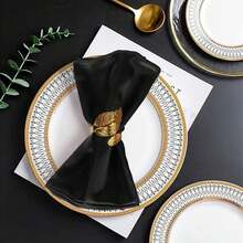 16pcs Gold Napkin Rings And 8pcs Satin Napkins Set, Smooth Fabric Napkins And Napkin Holders For Party, Personalized Napkins For Bridal Wedding, Banquet, Christmas (Red, 17" X 17") - Multicolor - View 13