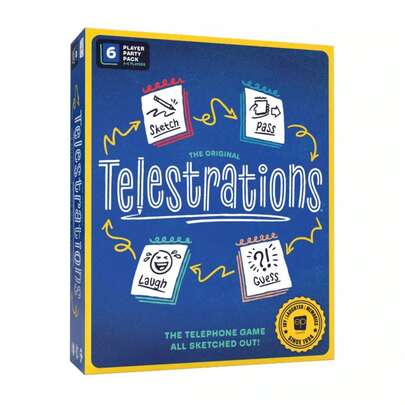 Op Games Telestrations 6 Player Game: Social Skills Educational Party Game, Includes Cards & Dry Erase Boards