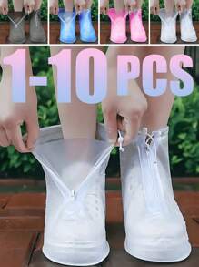 1/2Pairs Transparent Plastic Drawstring Waterproof Rain Shoe Covers, Various Sizes, Non-Slip,3/5/10Pairs, Waterproof And Dustproof Reusable Shoe Covers, Outdoor Accessories, Suitable For School, Office, Home, Travel, Shoe Storage