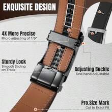 WOTOW 2 Pack Men's Ratchet Leather Belts Adjustable Buckle Belts Ideal For Father's Day Birthday Valentine's Day