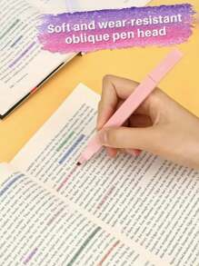 3 Stück sortierte Farben ästhetische quadratische Textmarker, Doppelspitzen Markerstifte, wasserbasiert, schnelltrocknend für Schule, Büro, Tagebuch Zubehör