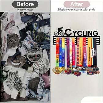 1pc Bicycle Metal Medal Display Stand - Wall Decoration In Living Room, Bedroom Or Porch, Perfect Gift For Cyclists, 11.81 Inches, Can Store Medals And Ribbons, Durable Metal Artwork