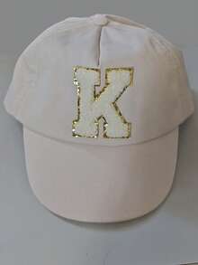 1pc A-Z 26 Letters Kids Baseball Cap, Suitable For 1-3 Years Old Toddler Girls Outdoor Sun Hat - Beige - View 6