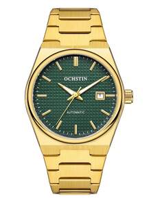 OCHSTIN Herren Goldene Uhr, Luxus Edelstahl Uhr, personalisierte vollautomatische mechanische Uhrwerk Armbanduhr, klassische Herrenuhren