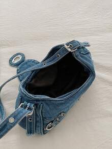 حقيبة هلال مزينة بالزوايا الحديثة Y2K، حقيبة كتف متعددة الاستخدامات للنساء مناسبة للجينز، محفظة حقيبة الكتف، مناسبة للتسوق والتنقل.