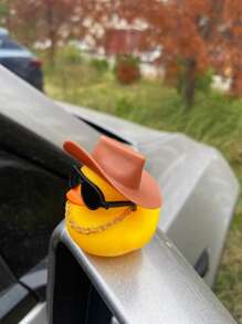 1pc Duck Design Car Ornament, Rubber Duck - Multicolor - View 4