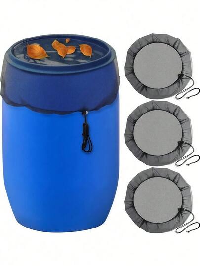 1/2 件带拉绳的耐用涤纶网罩 - 户外花园和露台防护网，透气网眼材料，方便取用水箱，花园雨桶盖 | 装饰性雨桶盖 | 合适的雨桶盖，水箱盖