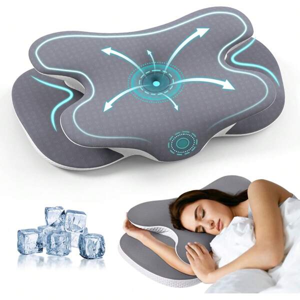 JINXIA JINXIA Memory Foam Neck Pillow - Ergonomic Orthopedic Support, Suitable For Side/Back/Stomach Sleepers (Light Gray)