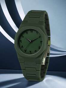 1pc Men's Fashion Casual Personalized Arabic Numeral Dial Quartz Watch, Suitable For Daily Wear Or As Holiday Gift - Multicolor - View 7