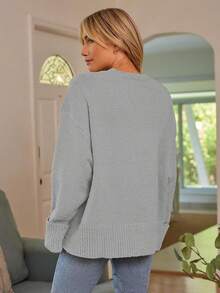 Women's Oversized Sweaters Fuzzy Chunky Warm Pullover Sweater - Grey - View 5