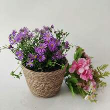 1 Stück handgewebter Strohpflanzenkorb, indoor geflochtener Blumentopf Deko, indoor outdoor Gartendekoration, Seegras Topfpflanzenkorb Pflanzenset - Rohrkolben-Stil - Übersicht 6