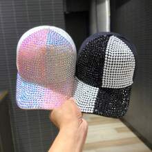 Gorra de béisbol con costuras bicolor y tachuelas de diamantes para mujer con brillantes diamantes de imitación, moderna y versátil para ir de compras, protegerse del sol y protegerse del sol. - Multicolor - Ver 7