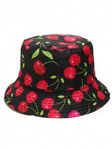 1 件女式双面几何水果印花渔夫帽，可爱百搭设计，适合户外、派对、日常穿着、防晒、轻便，适合休闲、露营和日常使用