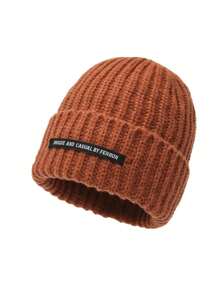 秋冬新款针织帽加厚保暖针织帽韩版百搭休闲防风护耳防寒帽时尚个性休闲涤纶字母刺绣毛线帽