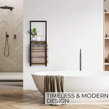 2-Tier Bathroom Towel Rack Wall Mounted Vertical Towel Holder Storage Rack - Black - View 7