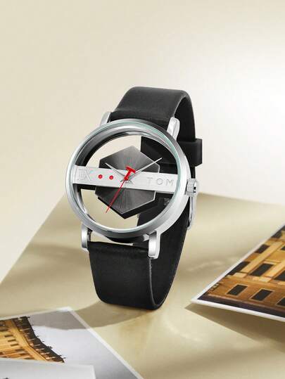  TOMI Quartz Watch For Teenagers, Fashionable Minimalist Hollow See-Through Glass Case, Suitable For Daily Life And Holidays Gift