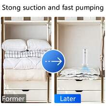 JINER 1 pièce Pompe à air électrique pour sacs de rangement sous vide, pompe de sac de rangement sous vide pour compression de couettes, couvertures, vêtements, cadeaux de Noël, sacs non inclus - Blanc - Voir 4