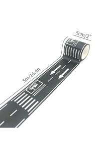 6 Rolls Pro Roadway Race Track Tape - Realistic Car-Themed Floor Decals For Indoor/Outdoor Play, Non-Slip Reusable Adhesive Tracks For Toy Cars, Party Decor & DIY Playmats (Easy Tear & Residue-Free)" - Black - View 16