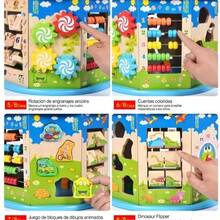 Cubo de actividades de madera, 8 en 1 juguetes para niños y niñas mayores de 1 año, juguetes educativos de aprendizaje para niños de 1 y 2 años, multiusos ABC-123 Ábaco, laberinto de cuentas, clasificador de formas - Multicolor - Ver 7