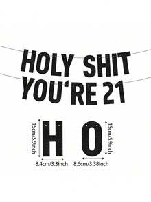 1 Set Rose Gold/Black/Gold Glitter "Holy You're 18 21 30 40 50 60 70 80" Banner, Happy Birthday Celebration Party Decorations