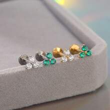 1 chiếc khuyên tai dạng đinh tán ren trong bằng titan đính đá Zirconia trắng, thích hợp cho xỏ khuyên vành tai và sụn tai dành cho nữ. - TC360 - Xem 5