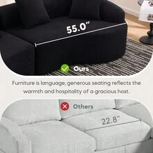 YOGLAD 110" Curved Cloud Couch Sofa, Boneless Sofa Modular Sectional Sofa With 4 Pillows, Deep Seat Chenille Sectional Couch, No Assembly Required Oversized 4-Seater Couches For Living Room, Modern Curved Sectional Couch For Apartment, Home Office And Lounge, Compressed Foam Cloud Couch With Plush Cushions, Soft And Cozy Couches For Living Room, Family And Pet-Friendly Boneless Sofa, Flexible Modular Sectional Sofa With Rounded Edges, Luxury Statement Sectional Couch, Oversized Deep Seating Cloud Couch, Contemporary Couches For Living Room, Easy To Move Sectional Couch, Space-Saving Modular Sectional Sofa, Comfortable Chenille Boneless Sofa For Relaxing, Reading And Entertaining - màu đen - Xem 4