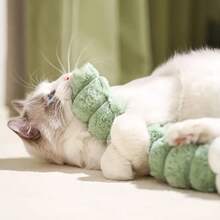 毛绒猫玩偶 - 柔软耐用，保护牙齿，室内猫咪磨牙棒，适合所有猫咪品种，可自娱自乐，磨牙玩具，宠物安抚用品，毛绒质感，无需电池，宠物用品 - 綠色 - 查看 4