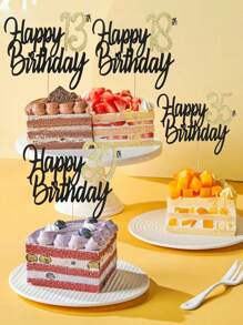 1pc Minimalist Acrylic Number & Letter Age Cake Topper, Birthday Baking Decoration Flag - Multicolor - View 3