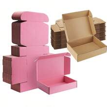 4pcs/10pcs Pink Brown Bulk Shipping Box For Small Business Locking Mailing Box Packaging Medium Cardboard Gift Boxes For Mailing Gifts - Gift Packaging - Small Gift Packaging Halloween Christmas Gift Boxes