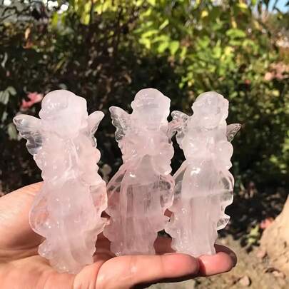 Statua di angelo intagliata in cristallo, scultura realizzata a mano, decorazione per soggiorno e ufficio, oggetti in cristallo lucidato, pietre decorative per casa e giardino, regalo per il migliore amico, Natale, Ognissanti, Ringraziamento, San Valentino, compleanno