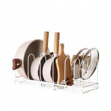 7-Section Expandable Pot Lid Rack - Adjustable Kitchen Organizer For Pans & Covers - White - View 1