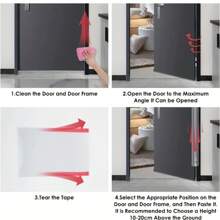 1.2m Long Door Jam Protector - Flexible Adhesive Waterproof Material For Safety, Suitable For Glass And Large Metal Doors, Red & White Plastic, Effectively Fills Gaps, Door Insulation Tape