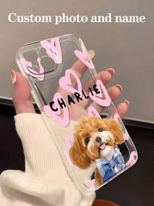 Funda de teléfono personalizada con foto de mascota perro o gato y diseño de corazón, multicolor, texto personalizado, cubierta protectora brillante compatible con iPhone 11 12 13 14 15 16 Pro Max, S23 S24 S25 Ultra 5G, A13 A14 A15 A16 A33 A34 A35 A55 A56, elegante, colorida, vintage, linda, sencilla, divertida, personalizada, única, regalo ideal para él, regalo ideal para ella, novio, novia, familia, amigos, abuelos, pareja, para aniversarios, para cumpleaños, selección de temporada, 2025phonecase - transparente - Ver 3