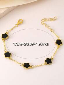 1pc Five-Petal Flower Bracelet, Clover Flower Bracelet, Delicate Luxury Unique Gift For Women