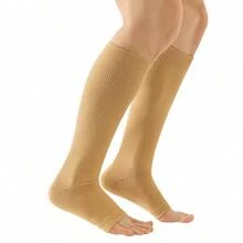 3 Pairs Women Compression Open Toe Socks, Nurse/Doctor Long Sock, Skin Color & Khaki, Simple Leg Socks - Multicolor - View 7