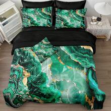 8 Pcs Green Gold Marble Comforter Set Queen King Size Comforter With Sheets Emerald Green King Bed In A Bag Aesthetic Decor Abstract Marble Bedding Set With 1 Comforter 4 Pillowcases 1 Flat Sheet 1 Fitted Sheet 1 Cushion Cover - Green - View 5