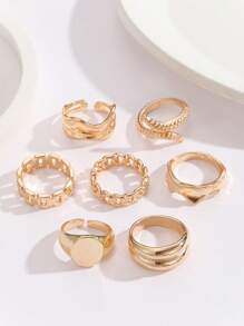 7pcs/Set Versatile Minimalist Geometric Snake Shaped Midi Rings, Fashionable For Women Party And Daily Wear
