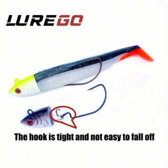 1pc LUREGO Fishing Saltwater Soft Plastic Minnow + Paddle Tail Swimbait Set - Jig Head Curled Tail Grubs With Weedless Hook - Slow Sinking Bass Lures For Offshore Fishing