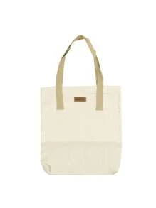 时尚纯色手提包 - 轻巧耐用的帆布，多功能设计，配有安全纽扣闭合 - 非常适合工作和日常使用 - 米色 - 查看 9